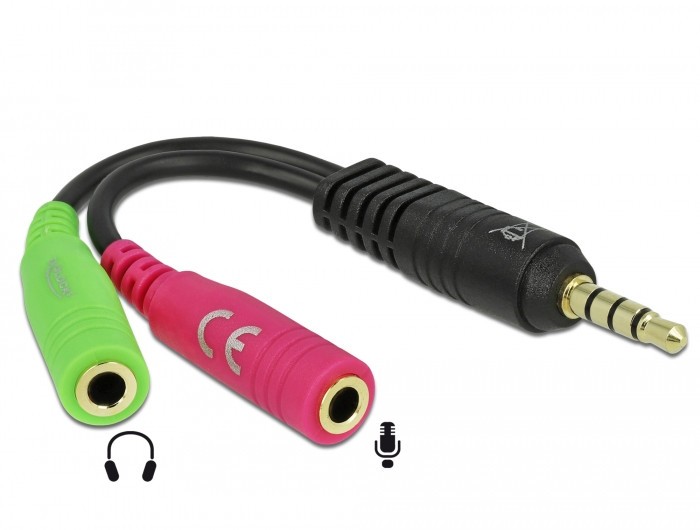 Adapter DELOCK, 3.5mm TRRS (M) na 3.5mm TRS (Ž) za slušalice + 3.5mm TRS (Ž) za mikrofon, polybag-5