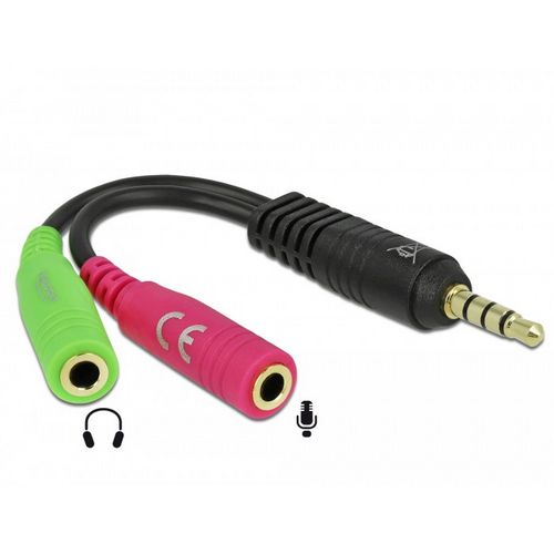 Adapter DELOCK, 3.5mm TRRS (M) na 3.5mm TRS (Ž) za slušalice + 3.5mm TRS (Ž) za mikrofon, polybag-3