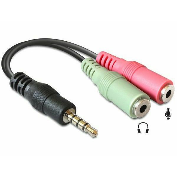 Adapter DELOCK, 3.5mm TRRS (M) na 3.5mm TRS (Ž) za slušalice + 3.5mm TRS (Ž) za mikrofon, polybag-1