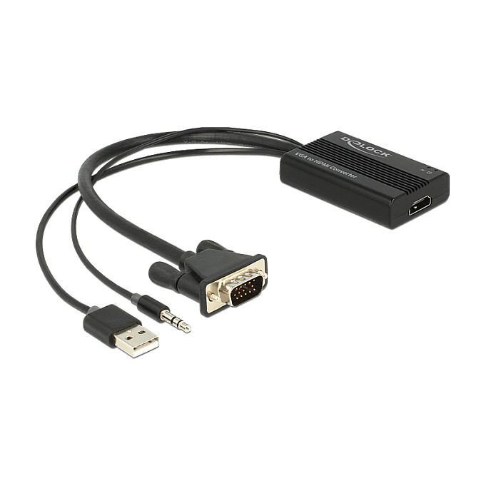 Adapter DELOCK, HDMI (Ž) na VGA (M) USB 2.0 A 3.5mm, crni-10