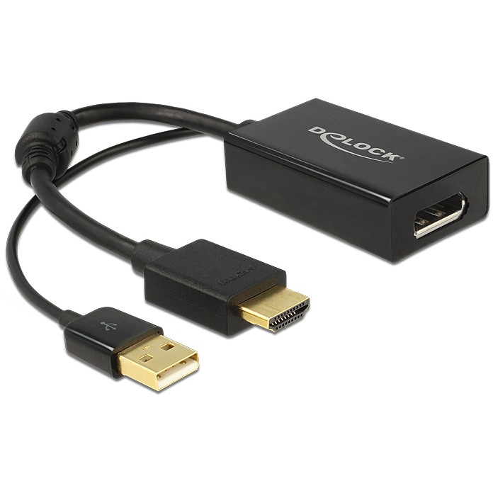 Adapter DELOCK, HDMI-A (M) na Displayport 1.2 (Ž), 24cm, crni-15