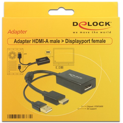 Adapter DELOCK, HDMI-A (M) na Displayport 1.2 (Ž), 24cm, crni-17