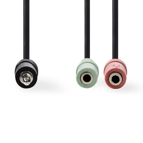 Adapter NEDIS CAGP22150BK02, 3.5mm TRRS (M) na 3.5mm TRS (Ž) za slušalice + 3.5mm TRS (Ž) za mikrofon, 0.2cm, polybag-2