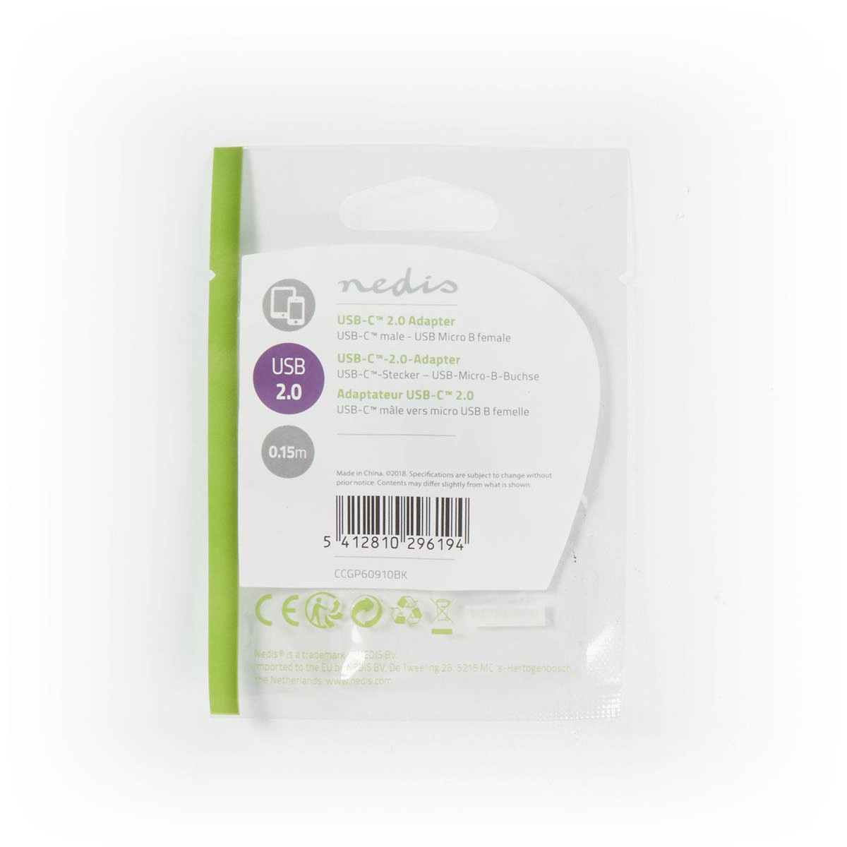 Adapter NEDIS CCGP60910BK, Type C (M) na micro USB (Ž), crni-10