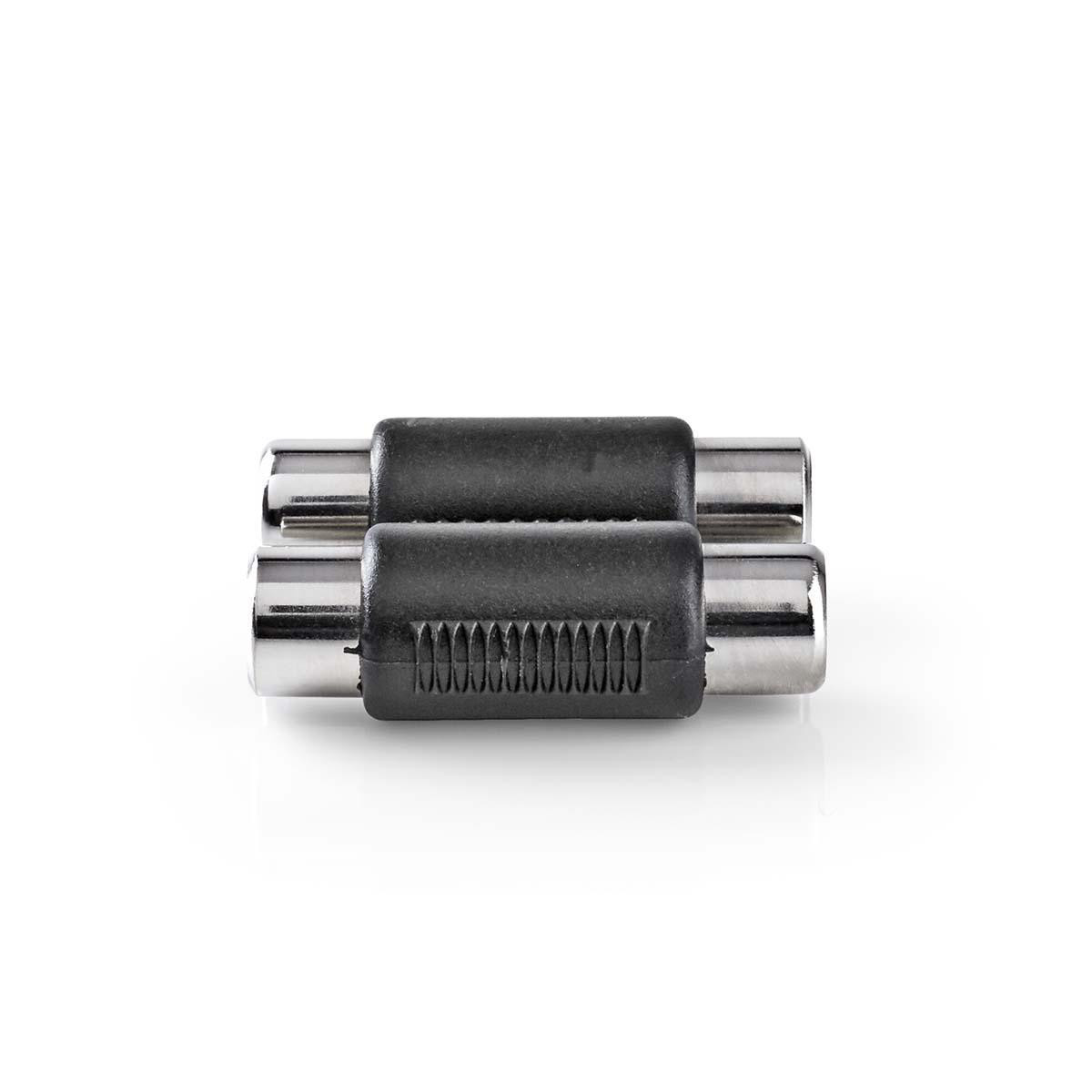 Adapter NEDIS, 2x RCA (Ž) na 2x RCA (Ž), crni, blister-10