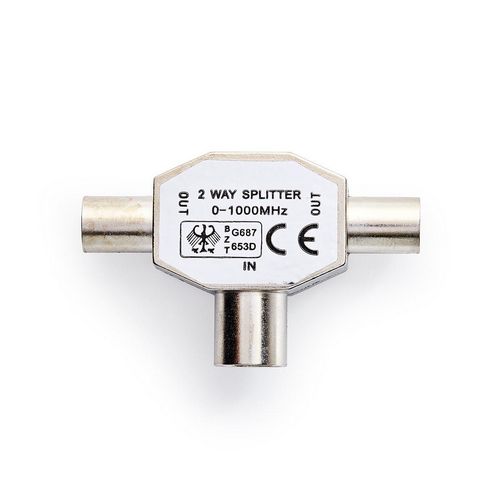 Adapter NEDIS, antenski IEC (Ž) na 2x antenski IEC (M), T oblik, srebrni, polybag-2