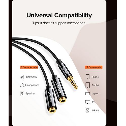 Adapter UGREEN, 3.5mm (M) na 2x3.5mm (Ž), 0.2m, za slušalice-9