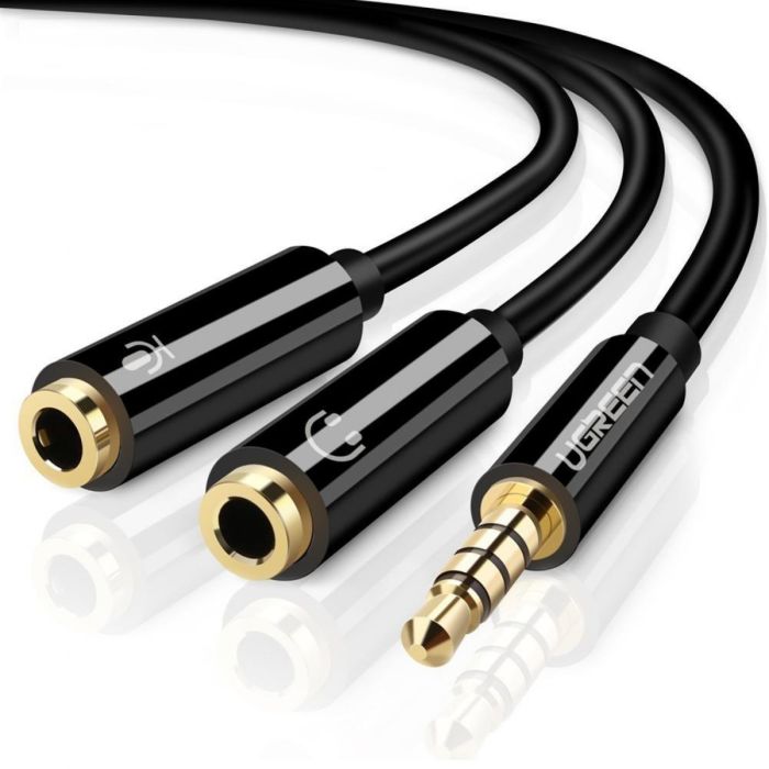 Adapter UGREEN, 3.5mm (M) na 2x3.5mm (Ž), 0.2m, za slušalice+mikrofon, crni-13