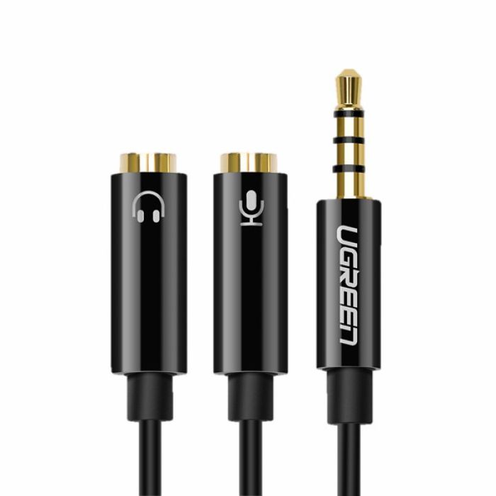 Adapter UGREEN, 3.5mm (M) na 2x3.5mm (Ž), 0.2m, za slušalice+mikrofon, crni-16