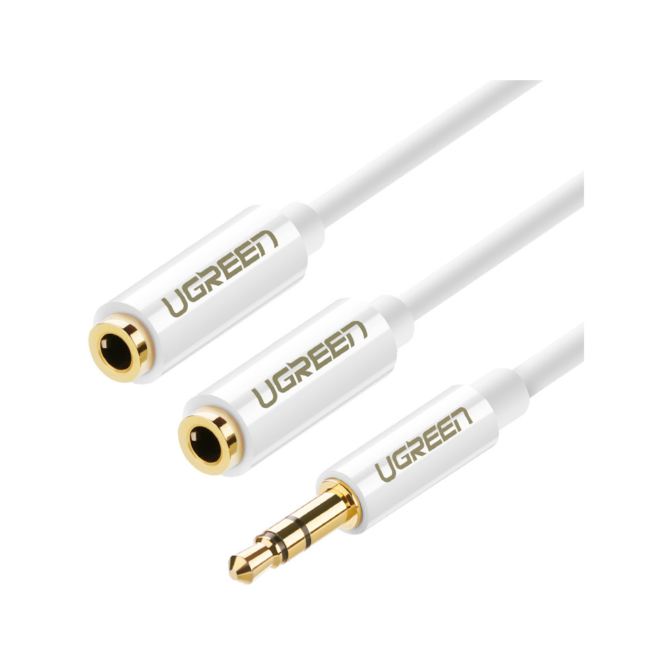 Adapter UGREEN, 3.5mm (M) na 2x3.5mm (Ž), 0.2m, za slušalice, bijeli-9