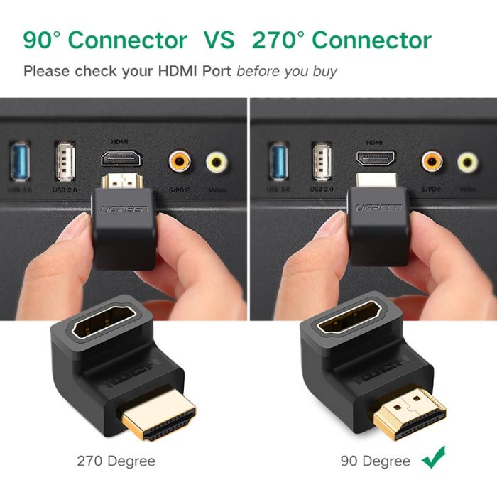 Adapter UGREEN, HDMI (M) na (Ž), kutni prema dolje-15