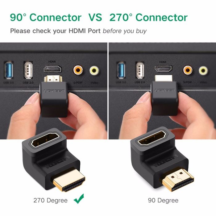 Adapter UGREEN, HDMI (M) na (Ž), kutni, prema gore-14