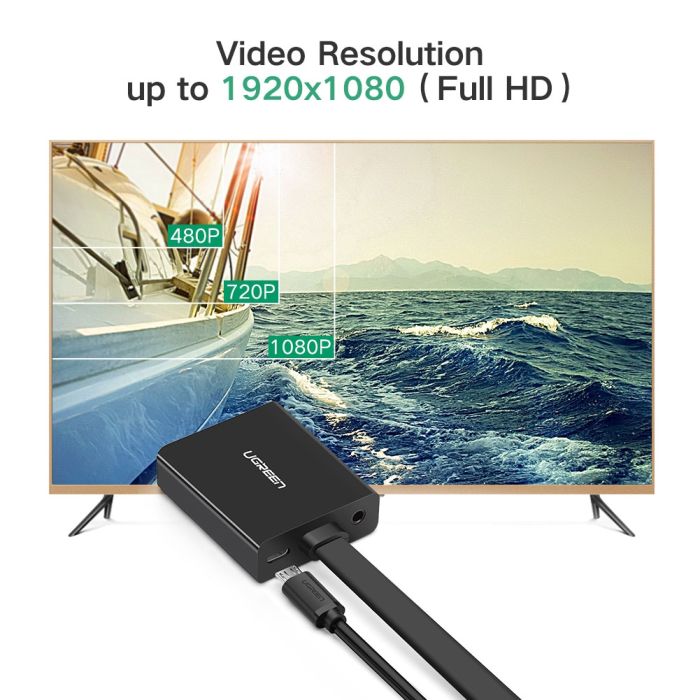 Adapter UGREEN, HDMI (M) na VGA (Ž) +3.5mm, crni-16