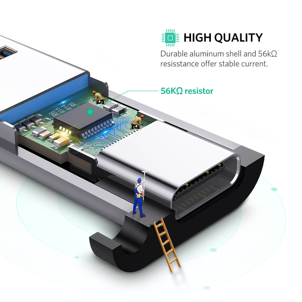 Adapter UGREEN, USB 3.0 A (M) na USB-C 3.1 (Ž), sivi-6