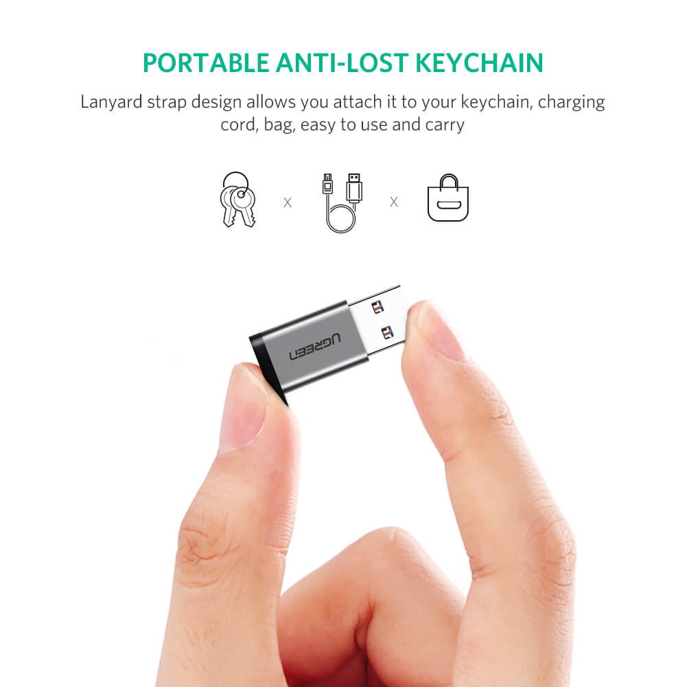 Adapter UGREEN, USB 3.0 A (M) na USB-C 3.1 (Ž), sivi-7