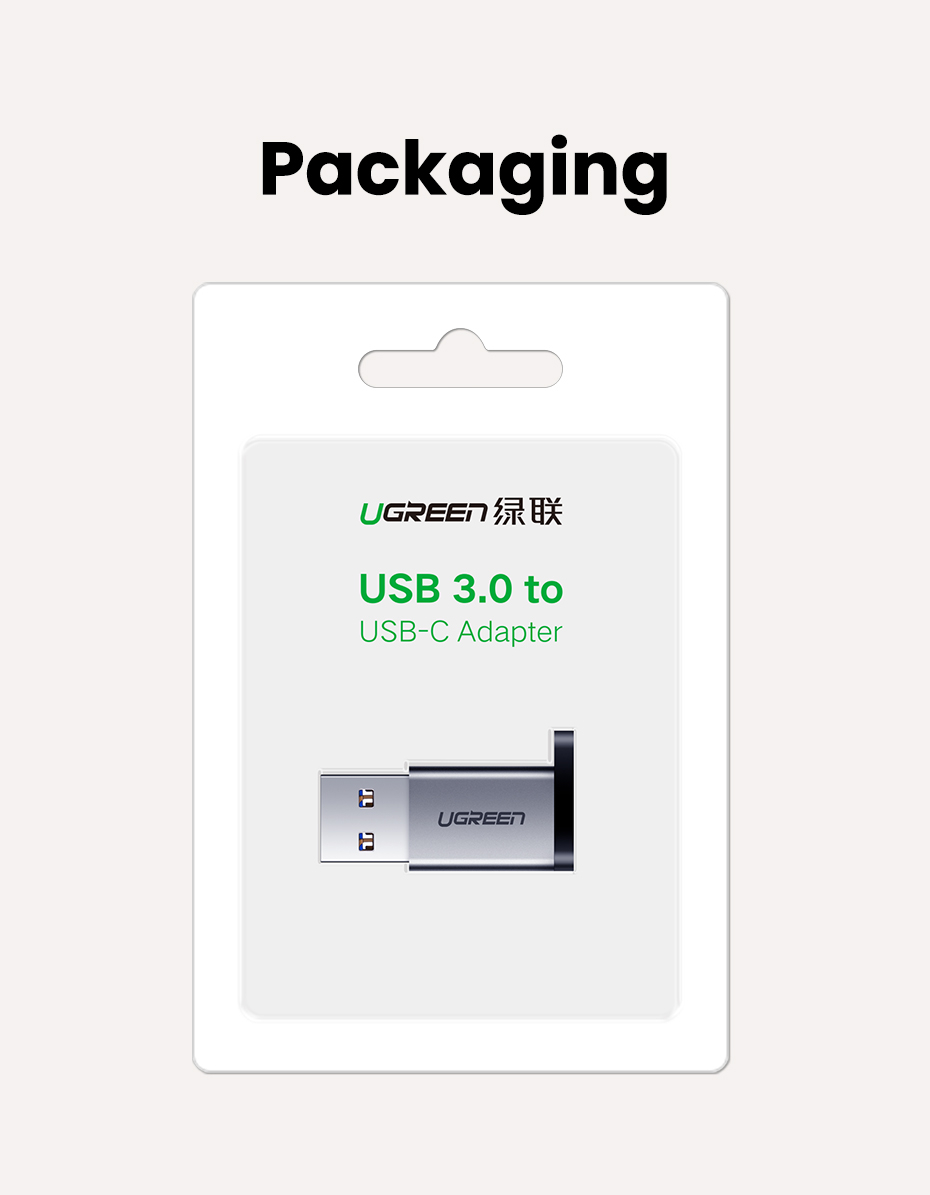 Adapter UGREEN, USB 3.0 A (M) na USB-C 3.1 (Ž), sivi-19