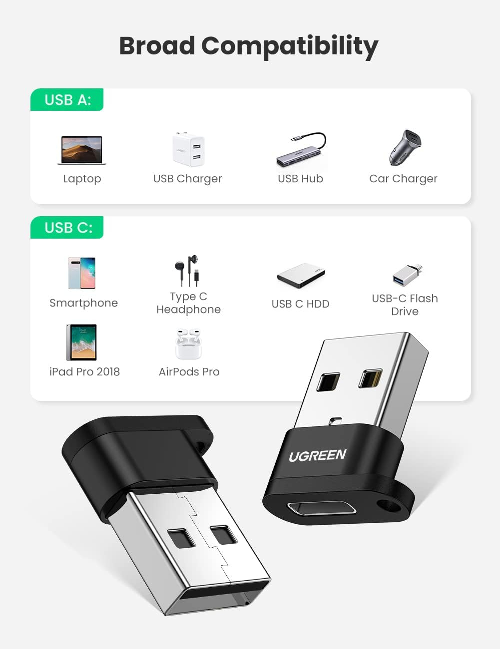 Adapter UGREEN USB-A (M) na USB-C (Ž) crni-5