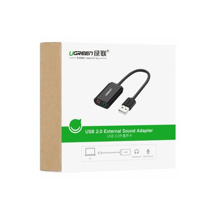 Adapter UGREEN, USB-A na 3.5mm, crni, 15cm-18