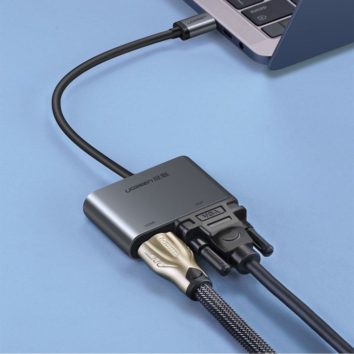 Adapter UGREEN, USB-C na HDMI, VGA sa PD, sivi-14