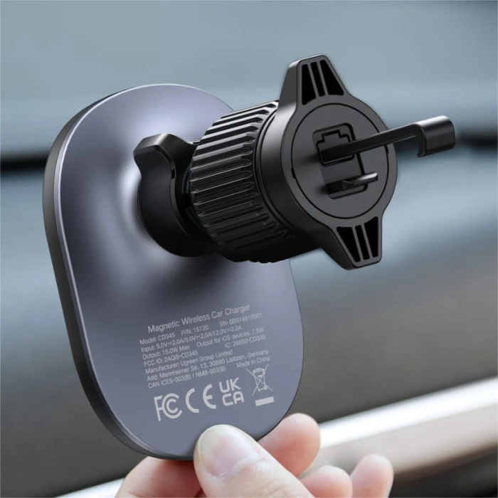Auto punjač UGREEN MagSafe, 15W, magnetni, bežični/indukcijski, crni-7