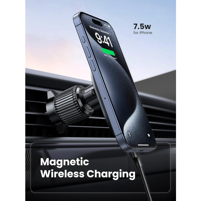 Auto punjač UGREEN MagSafe, 15W, magnetni, bežični/indukcijski, crni-16