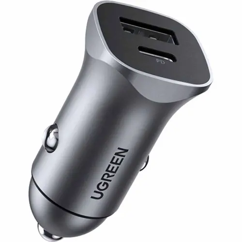 Auto punjač UGREEN, 24W, USB-C PD+USB-A QC, srebrni-0