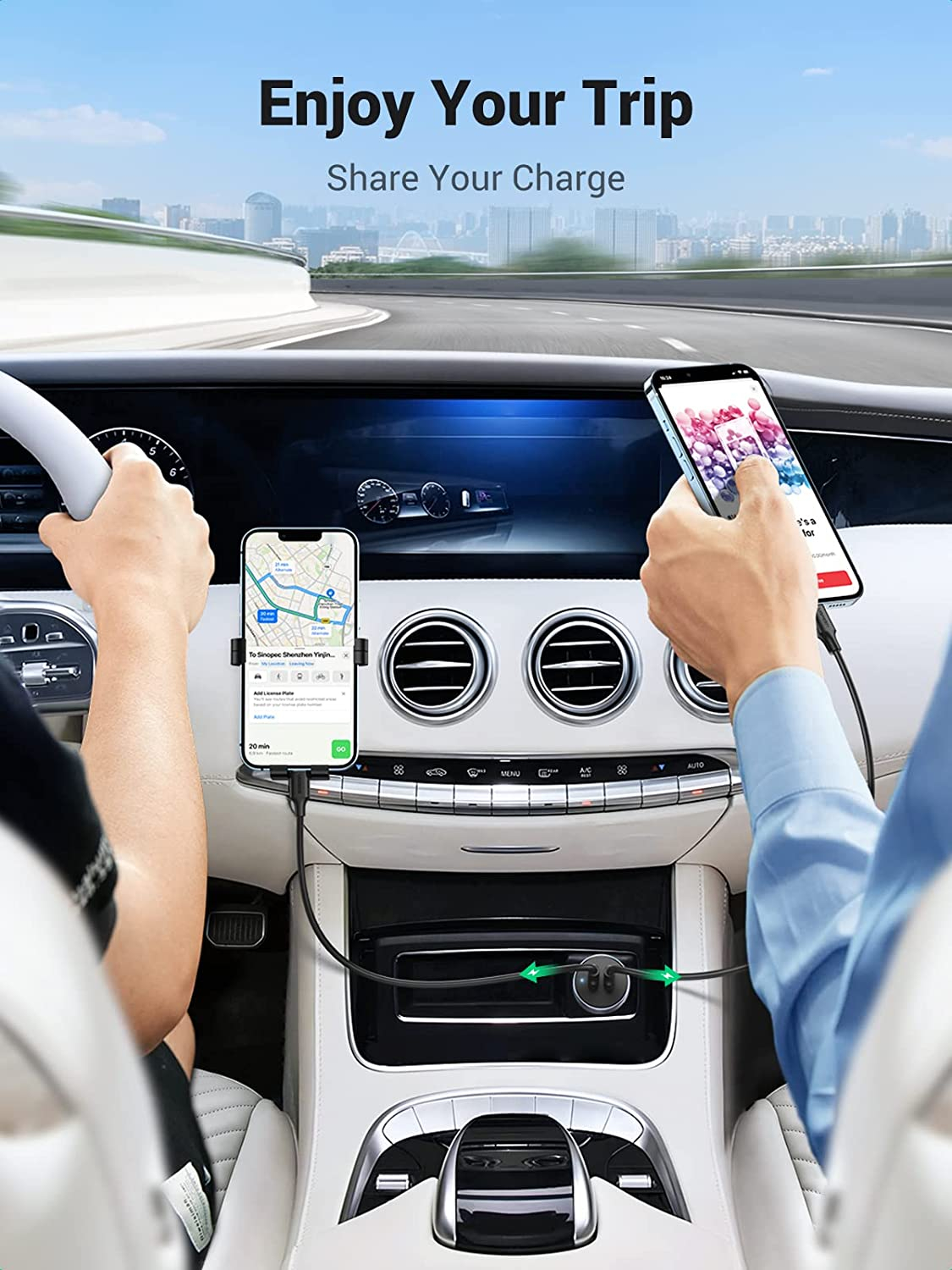 Auto punjač UGREEN, 36W, USB-C PD+USB-C PD, sivi-14