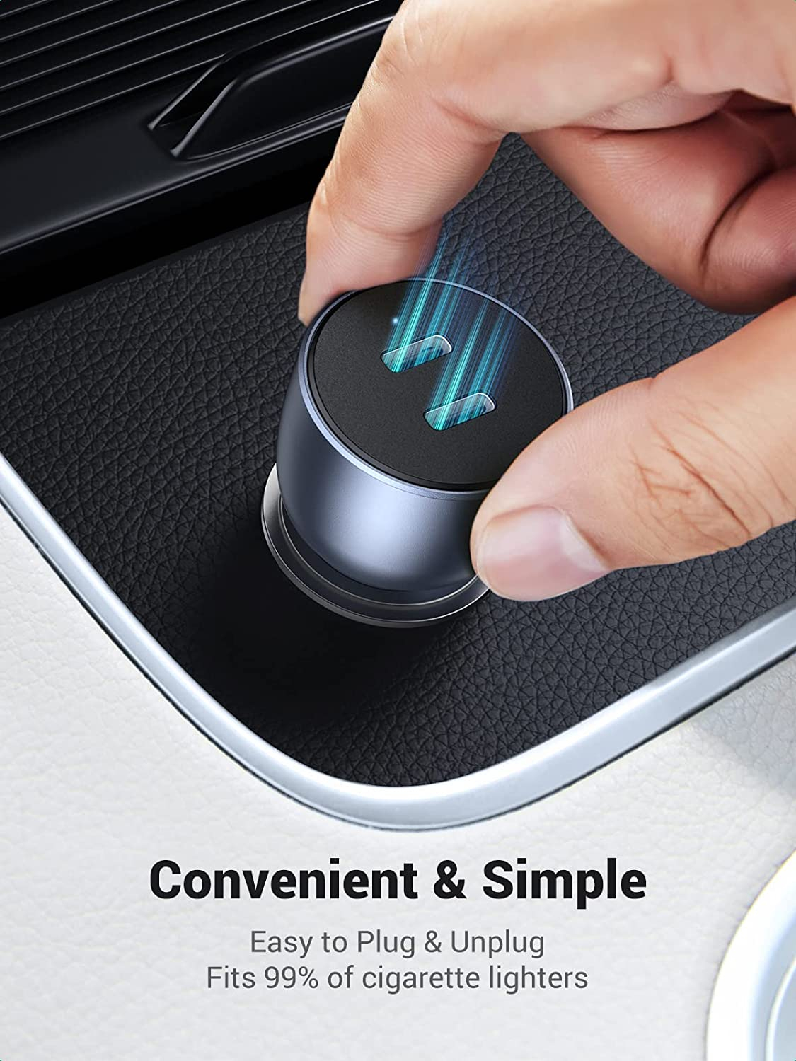 Auto punjač UGREEN, 36W, USB-C PD+USB-C PD, sivi-17