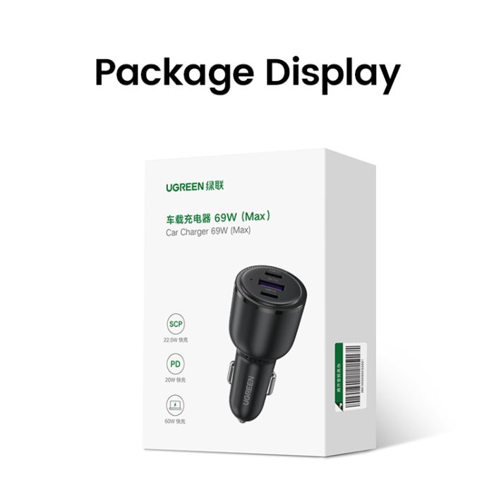 Auto punjač UGREEN, 69W, 2xUSB-C PD+USB-A, sivi-13