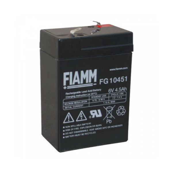 Baterija akumulatorska FIAMM FG 10451, 6V, 4.5Ah, 70x48x102 mm-0
