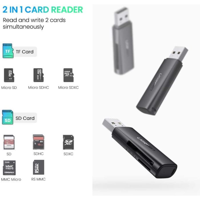 Čitač memorijskih kartica UGREEN, USB 3.0, TF/SD 3.0 kartice, crni-16