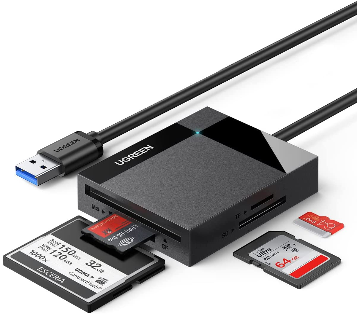 Čitač memorijskih kartica UGREEN, USB 3.0, TF/SD/CF/MS kartice, 50cm, crni-2