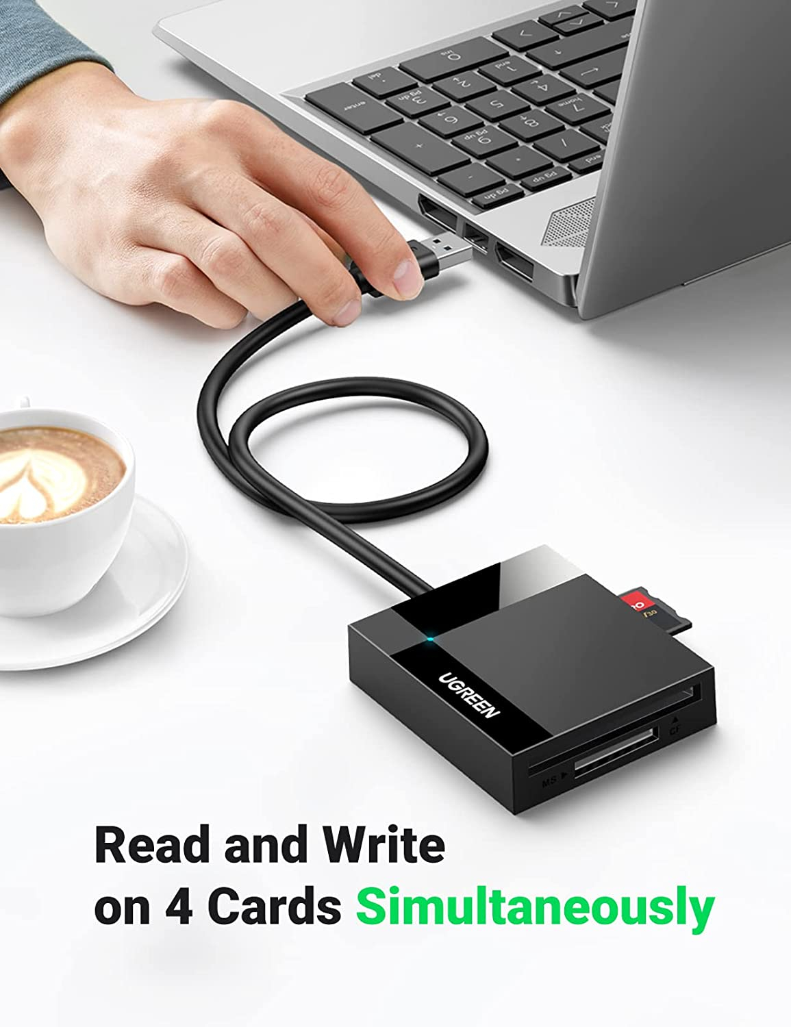 Čitač memorijskih kartica UGREEN, USB 3.0, TF/SD/CF/MS kartice, 50cm, crni-18