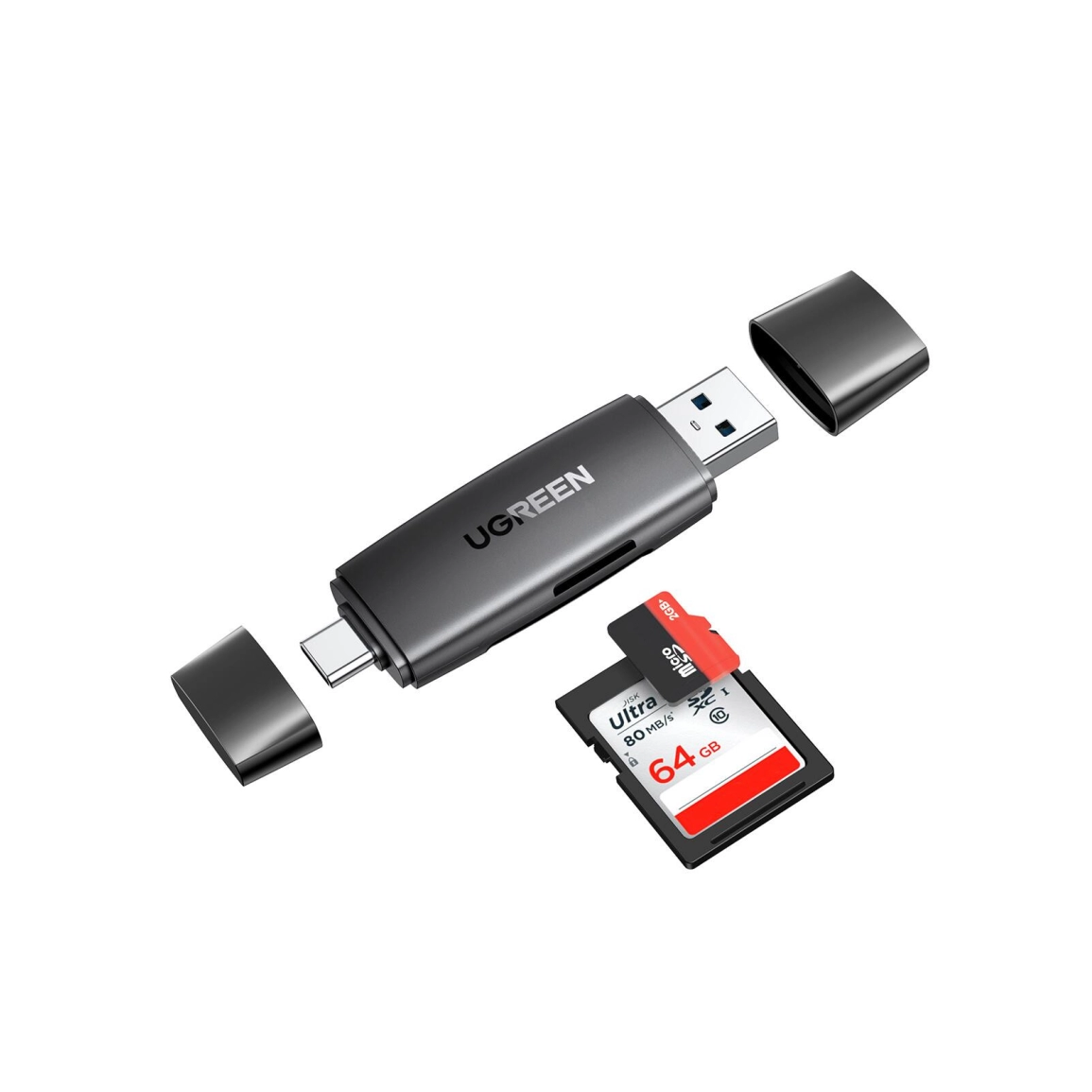 Čitač memorijskih kartica UGREEN, USB-C + A, TF/SD kartice, crni-23