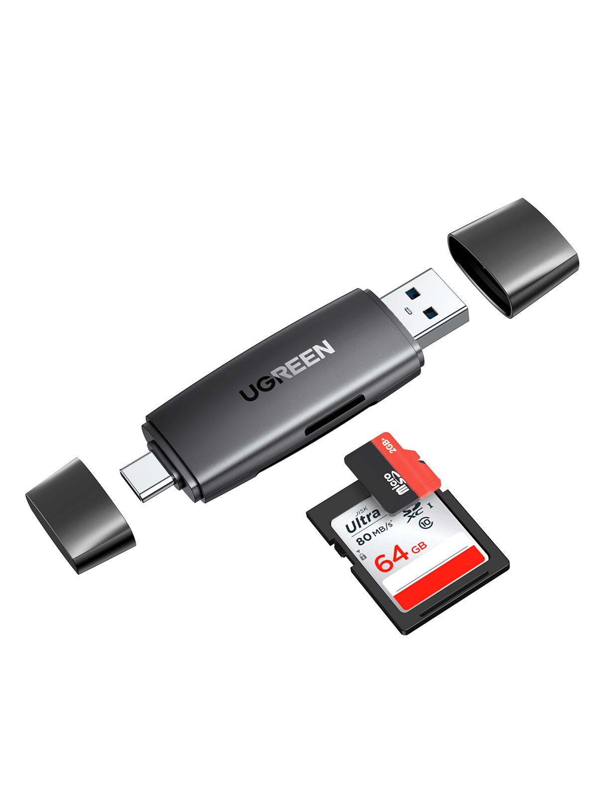 Čitač memorijskih kartica UGREEN, USB-C + A, TF/SD kartice, crni-3