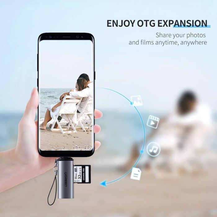 Čitač memorijskih kartica UGREEN, USB-C, TF/mciroSD/SD kartice, sivi-15