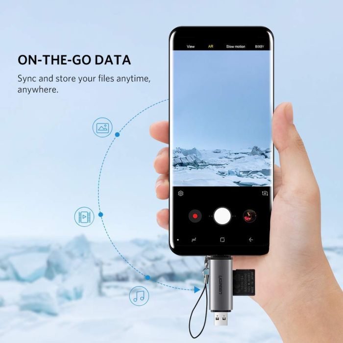 Čitač memorijskih kartica UGREEN, USB-C/USB 2.0 A, TF/microSD/SD kartice, sivi-12