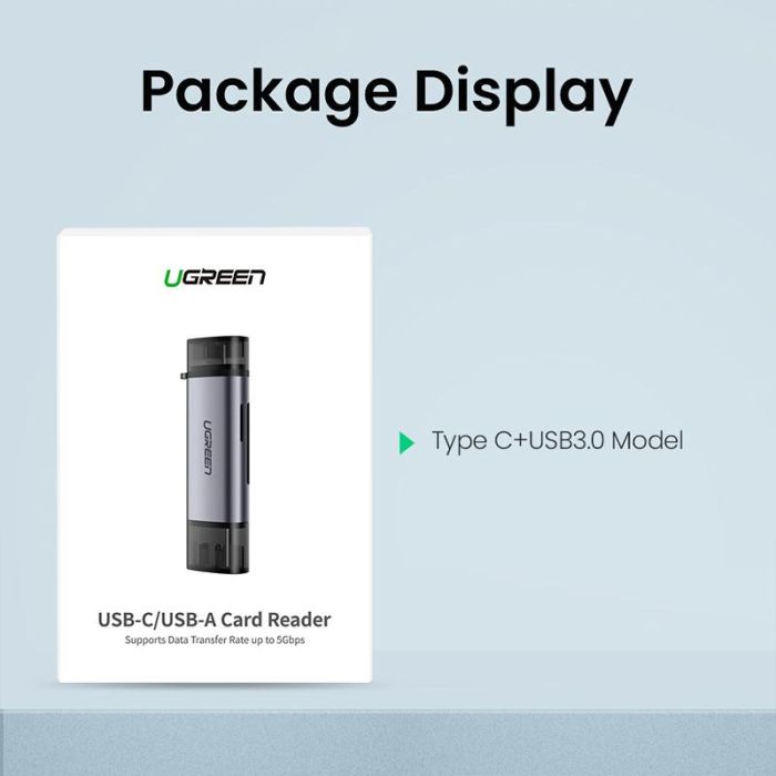 Čitač memorijskih kartica UGREEN, USB-C/USB 2.0 A, TF/microSD/SD kartice, sivi-19