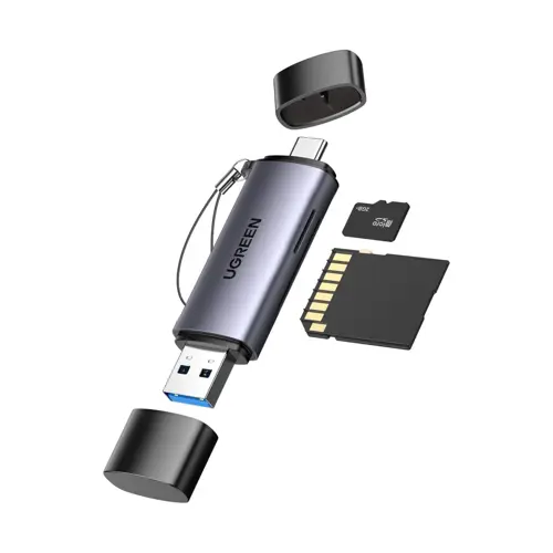 Čitač memorijskih kartica UGREEN, USB-C/USB 2.0 A, TF/microSD/SD kartice, sivi-1
