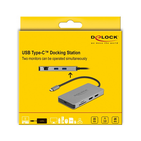 DELOCK USB-C Docking Station 4K Dual HDMI, LAN, PD 3.0, 87004-7