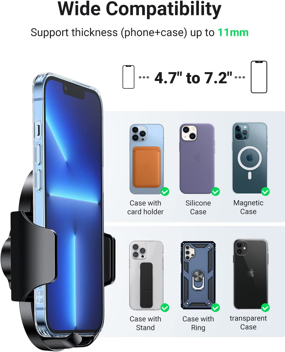 Držač za smartphone UGREEN, vakumski, za auto, crni-21