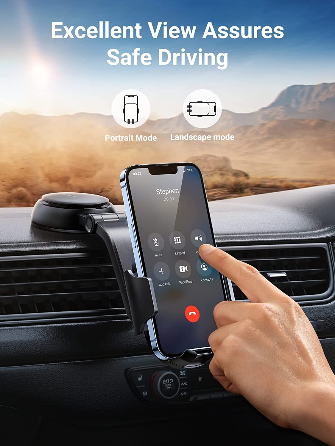 Držač za smartphone UGREEN, vakumski, za auto, crni-11