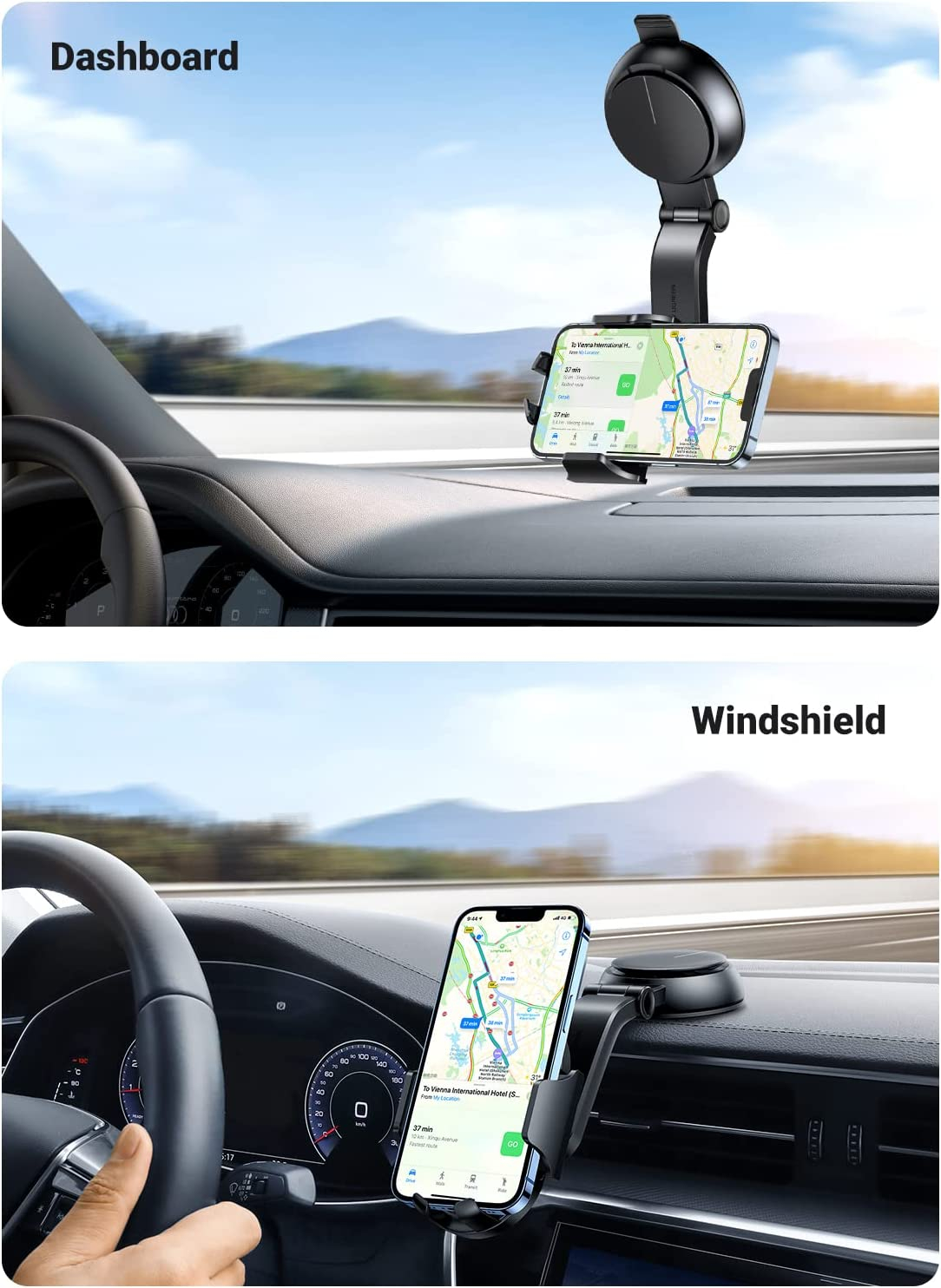 Držač za smartphone UGREEN, vakumski, za auto, crni-8