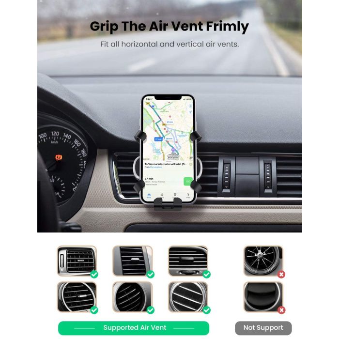 Držač za smartphone UGREEN, za ventilacijski otvor, za auto, crni-14