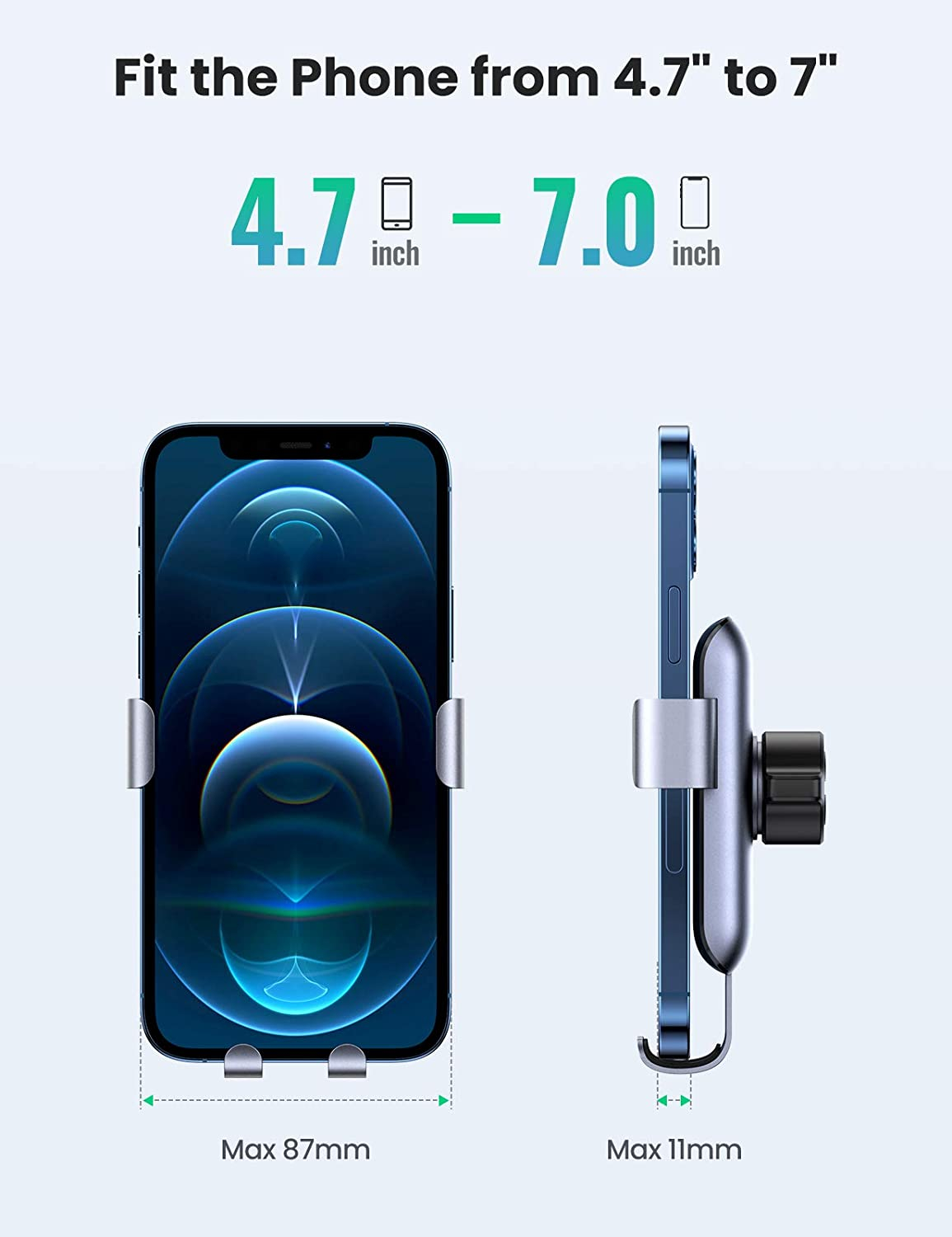 Držač za smartphone UGREEN, za ventilacijski otvor, za auto, sivi-9