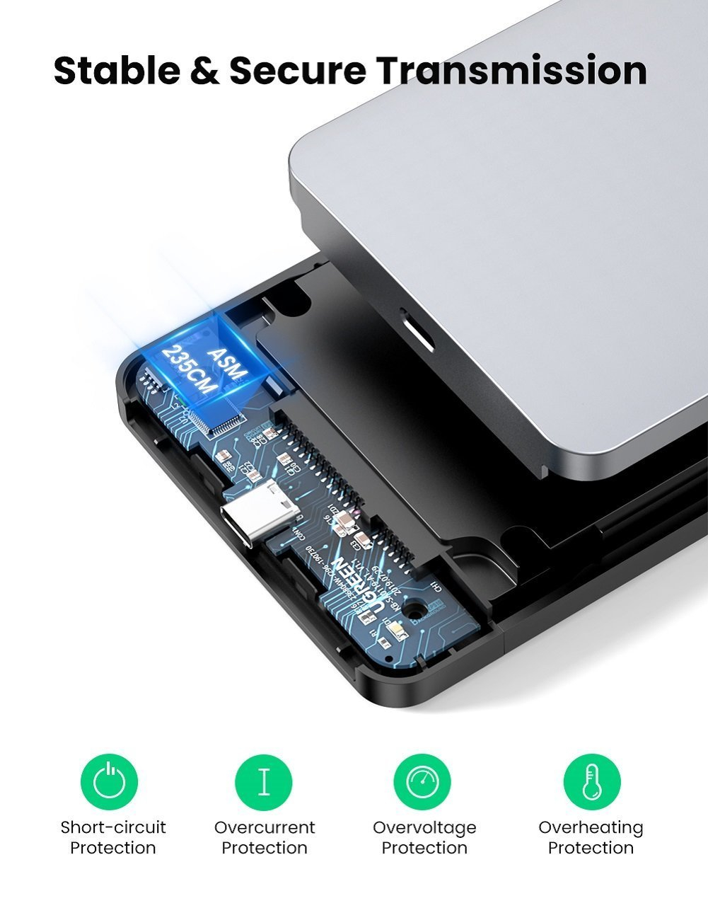 UGREEN vanjsko kućište, 2.5" HDD/SSD, SATA, USB-C 3.1-9