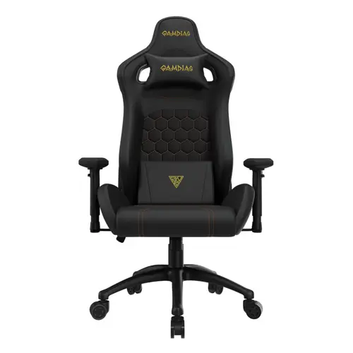 Gaming / uredska stolica GAMDIAS ZELUS M2 (do 140kg, crna, naslon za leđa pune dužine, otporno punjenje od pjene, čelična baza s 5 zvjezdica)-1
