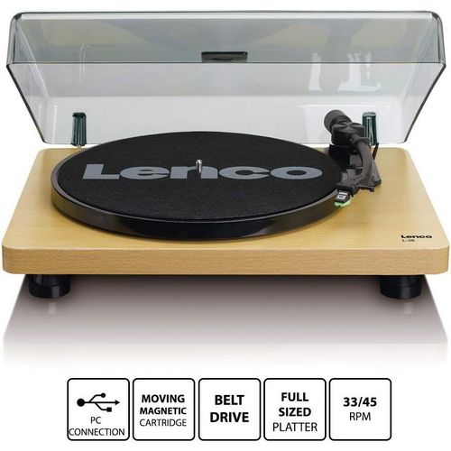 Gramofon LENCO L-30WD, RCA izlaz, USB-B PC kodiranje, 33 i 45 RPM, Audio-Technica AT3600 cartridge, wood-2