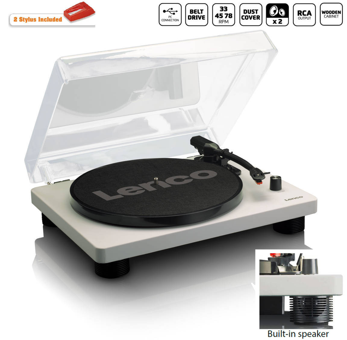 Gramofon LENCO LS-50GY, sa zvučnicima, sivi-16