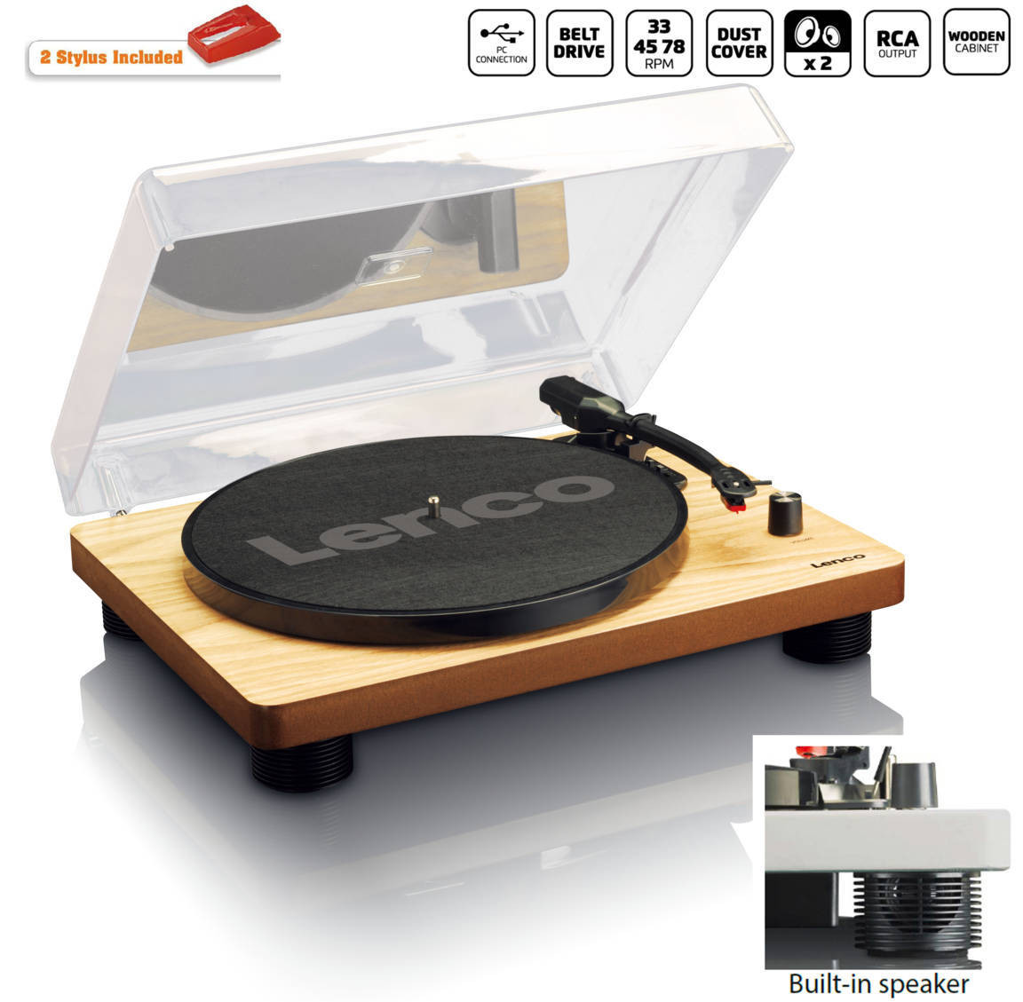 Gramofon LENCO LS-50WD, sa zvučnicima, drveni-7